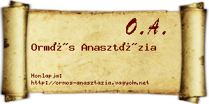 Ormós Anasztázia névjegykártya